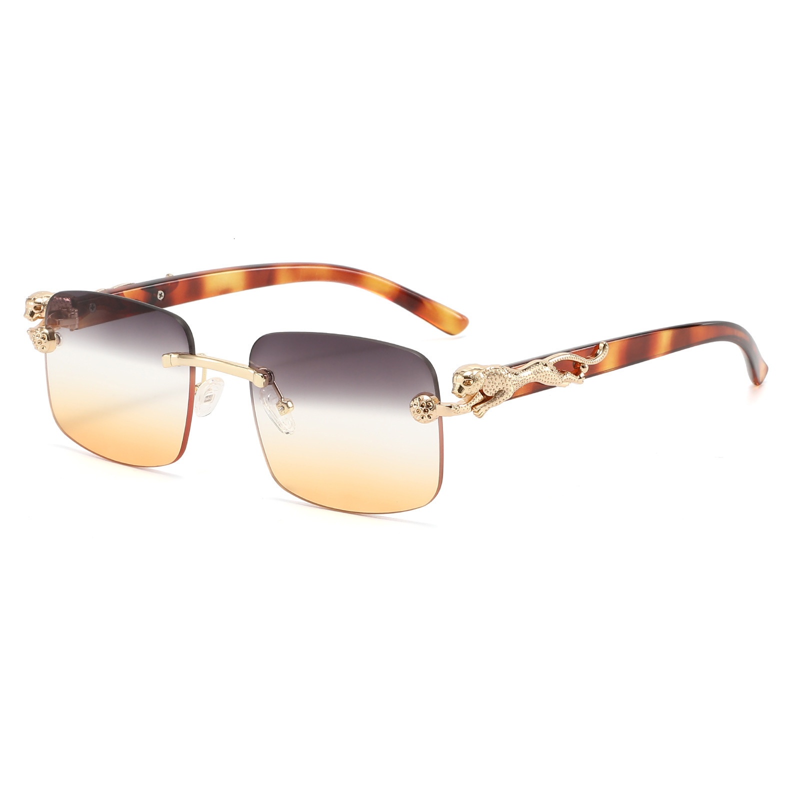 New Fashion Frameless Cut-Edge With Leopard Temples, European And American Men's High-End Retro Trendy Sunglasses - view 6