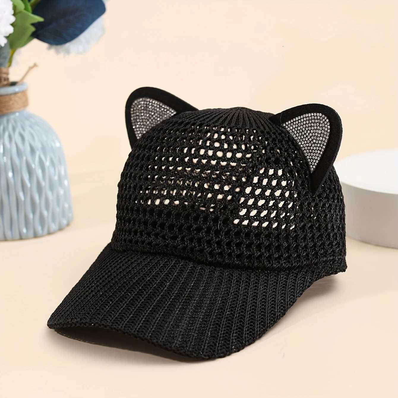 Cute Mesh-Accent Cat-Ear Baseball Trendy Womens Summer Hat featuring a Lightweight Breathable and Openwork Design M260626 - view 5