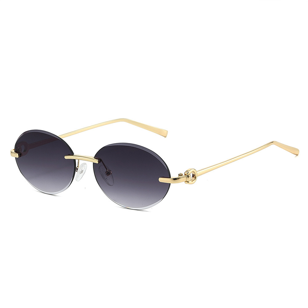 26 New Models Of Frameless, Beveled-Edge Oval Metal Street Style Versatile Sunglas, European And American Outdoor Sun Protection Fashion - view 3