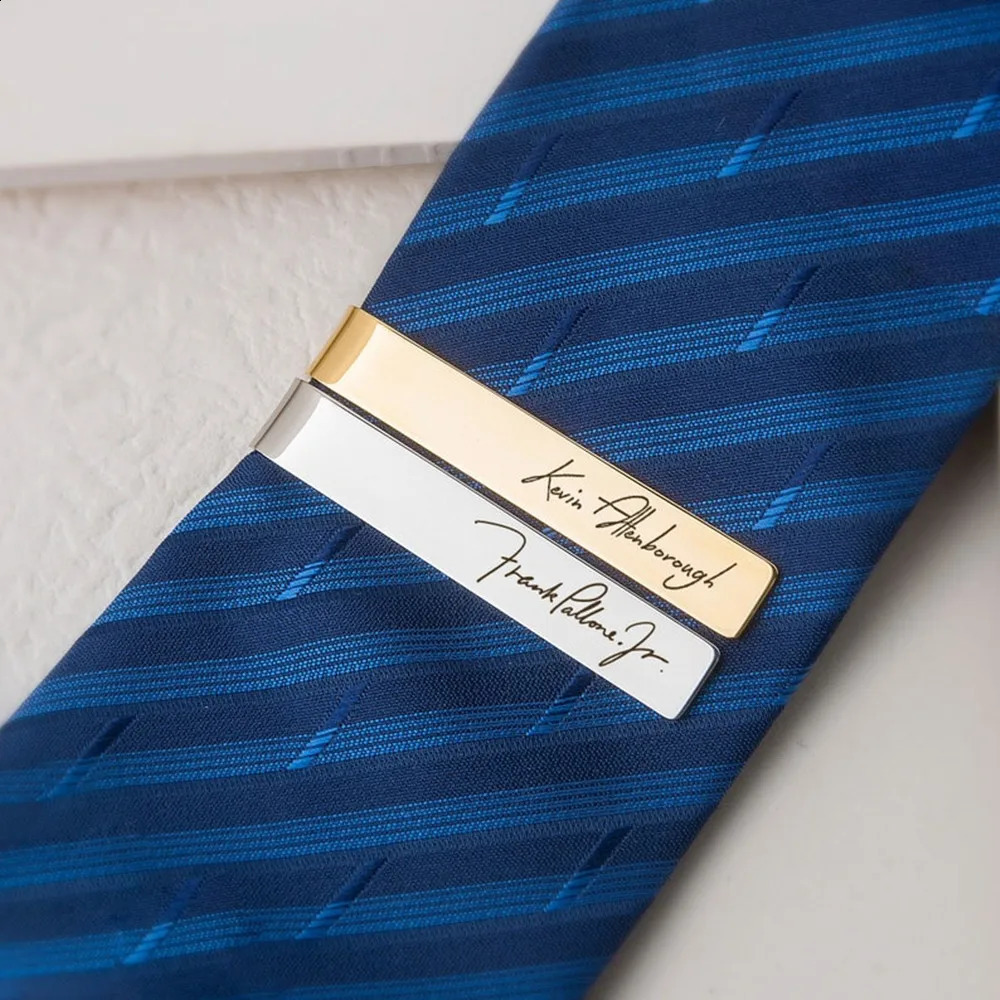 Personalized Name Tie Clips Mens Stainless Steel Custom Tie Bar Boyfriend Jewelry Groomsmen Gift Engraved Tie Clip For Dad 260626 - view 3