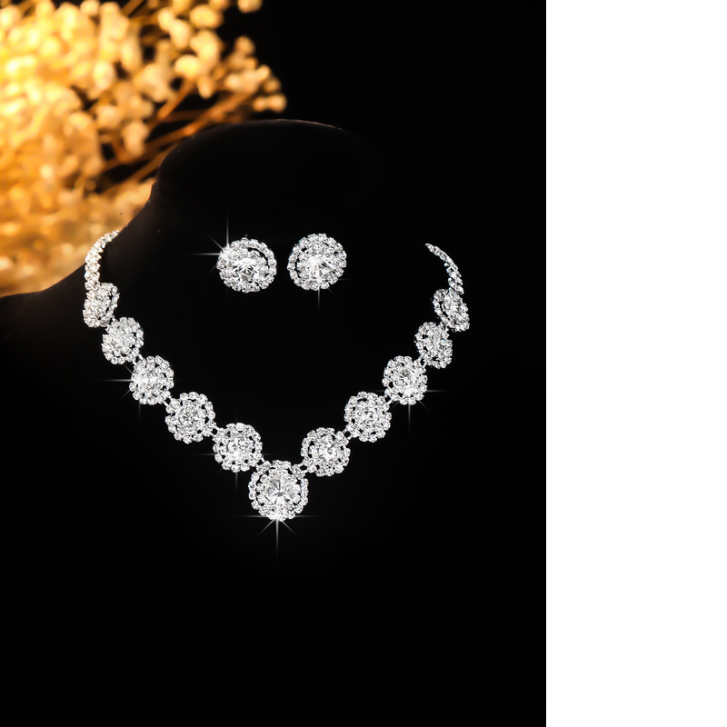 Fashion Jewelry Glass Zircon Party Necklace Earrings Exquisite Collarbone Necklace Multiple Styles Center Stones To Choose From Suitable For Different - view 6