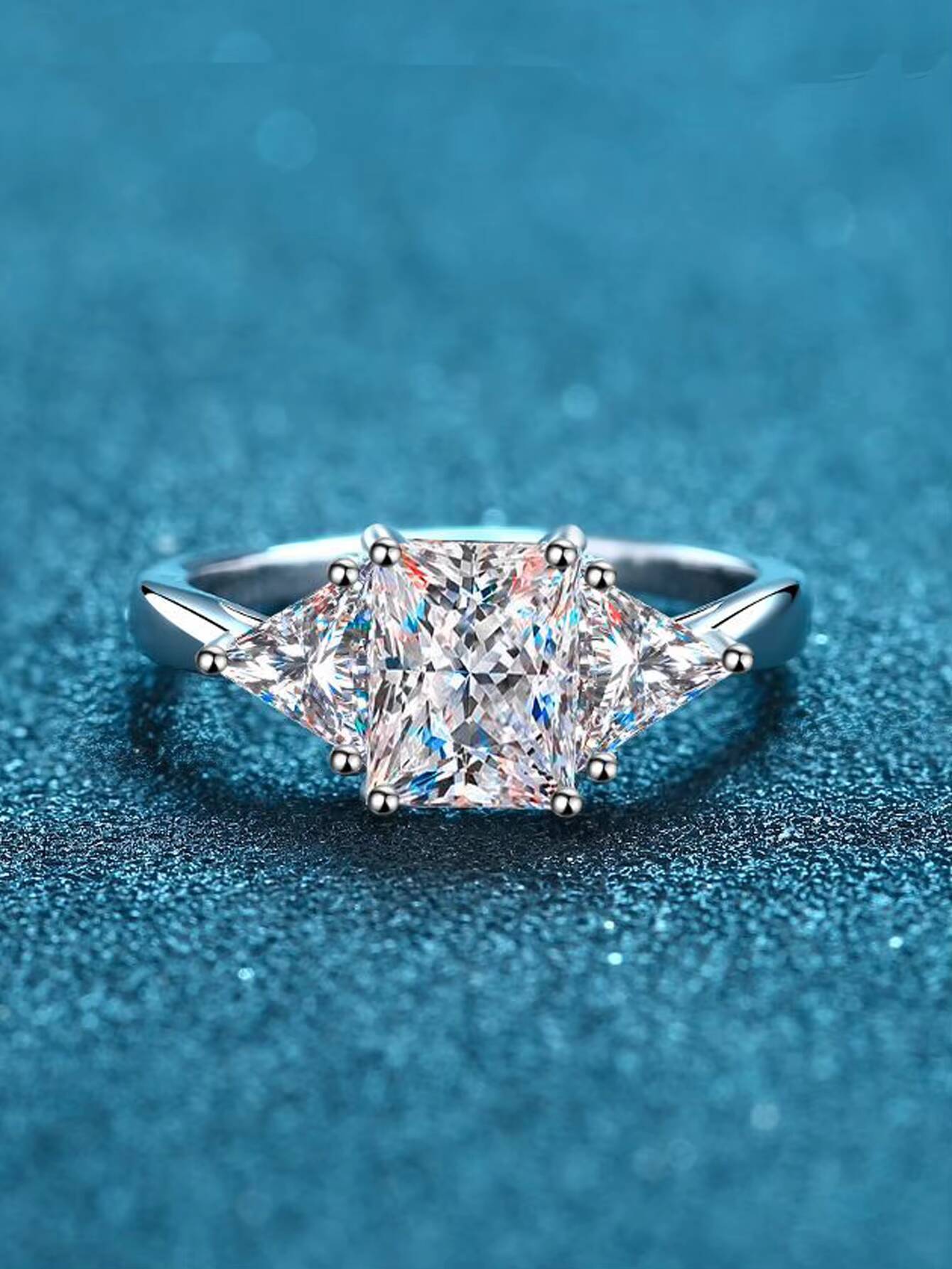 Luxury Vintage 925 Sterling Silver Moissanite Wedding Ring Set Diamond 18K Gold Plated Sterling Silver Moissanite Ring - view 4