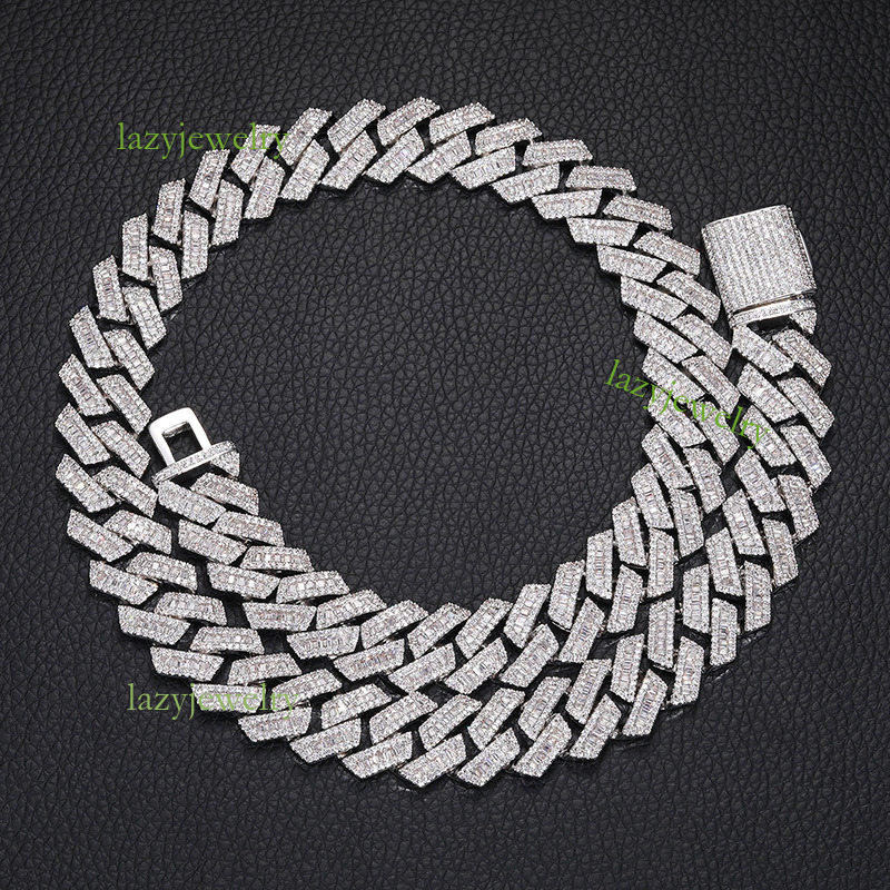 Diamond set moissanite diamond Cuban necklace 13mm ice crystal Myer Mi necklace bracelet men trend daily wear accessories - view 4