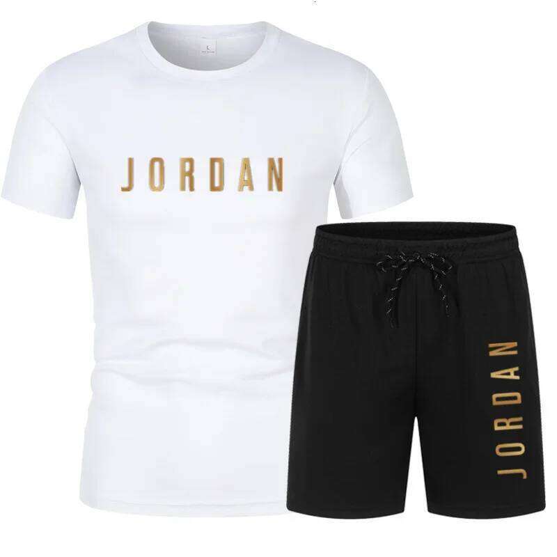 Summer Fashion Trendy Casual Sports Two Piece Youth Men's Short sleeved T-shirt+Shorts Set 26Y0626 - view 3