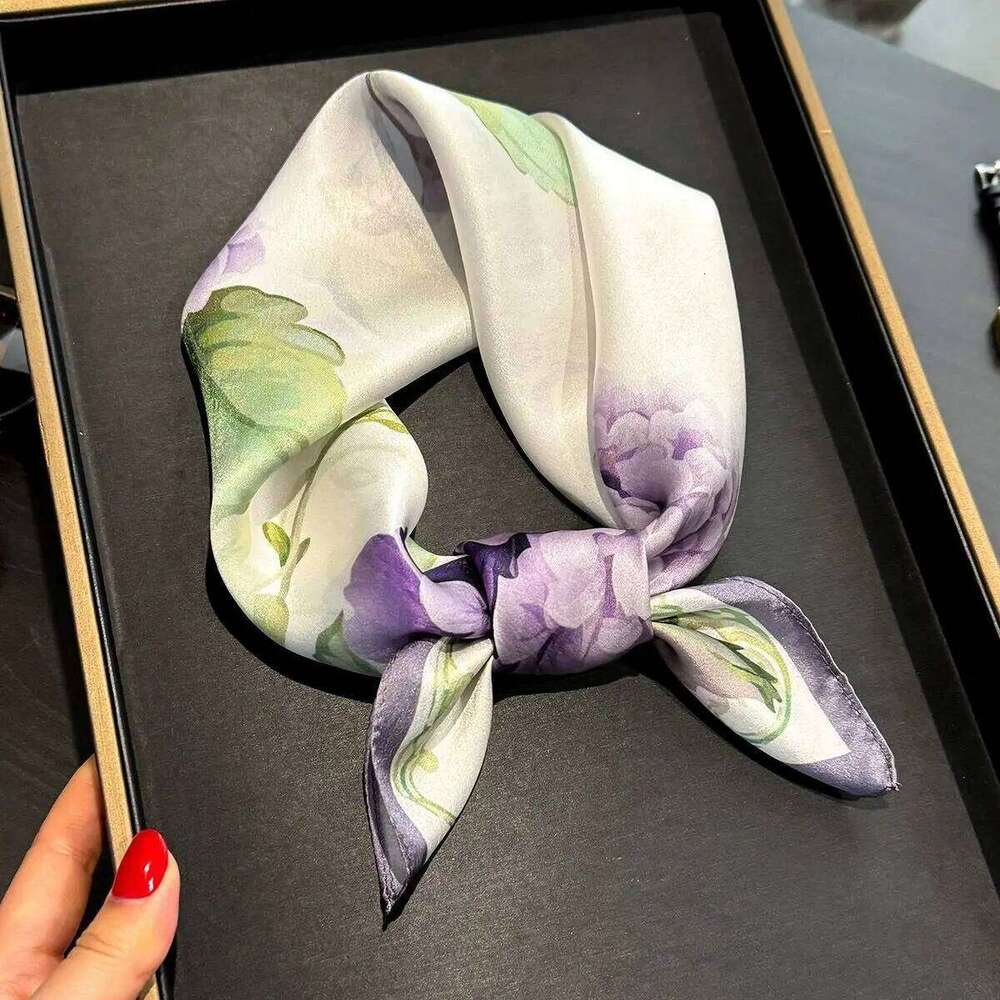 Summer 100% Real Scarf Women Fashion Korean Hair Wrap Bufanda Foulard Bandana Poncho 53cm Mulberry Silk Square Scarves New 26Y06226 - view 4