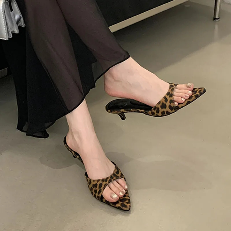 Bailamos Women Slippers High Heels Sandals Sexy Pointed Open Toe Party Summer Shoes Woman Soft Outdoor Slides 260626 - view 3