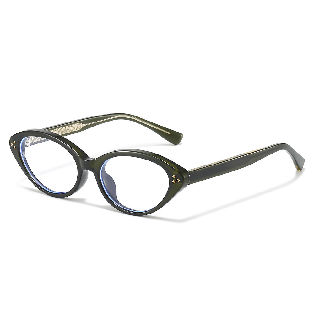 2026 Retro Oval Frame Glasses Rivet Accents, High-End Anti-Blue Light TR Material With Pin Inserts, Flat Lenses