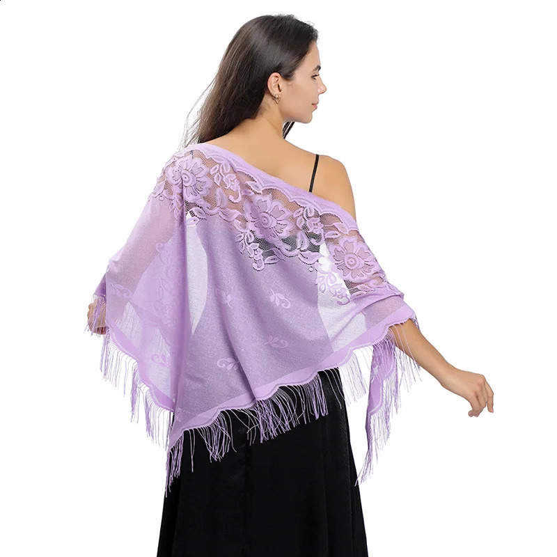 Triangle Lace Shawls and Wraps for Evening Dresses with Tassels for Evening Party Mesh Wedding Shawls 260625 - view 6
