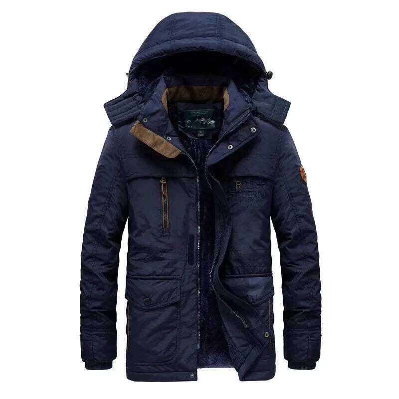 New Men Hooded Parkas Casual Long Down Fleece Warm Tooling Jackets Good Quality Male Outdoors Winter Coats Size 5 J260626 - view 5