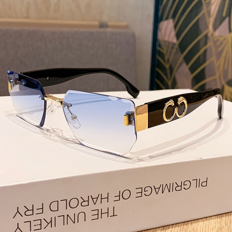 2026 Designer's New Square Frameless Sunglasses For Men's Models Fashion Show High End Leopard Head Glasses Anti UV Sunshade Sunglasses Pers - view 5