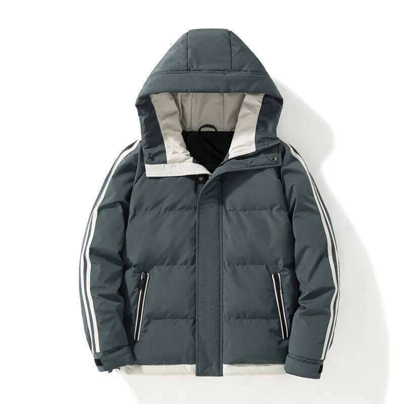 2024 New Men with Plush and Thickened Two Bar Cotton Jacket for Men, Hooded Bre J260626 - view 3