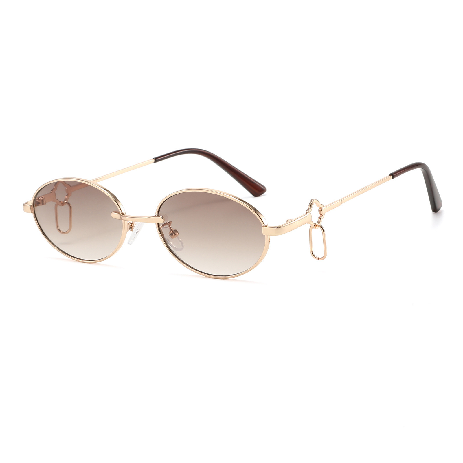 New Vintage Oval Metal Sunglasses, European American Fashion, Trendy And Unique Hip-Hop Style Women's Sunglasses - view 4