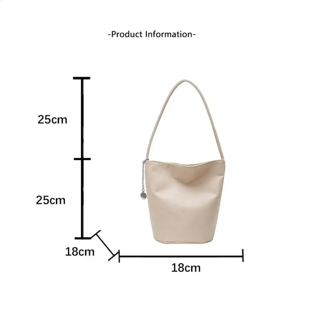 Fashionable PU Leather Bucket Bag Magnetic Closure Large Capacity Womens Shoulder Bag Soft Shopping Bag Daily Outing 260626 - view 7
