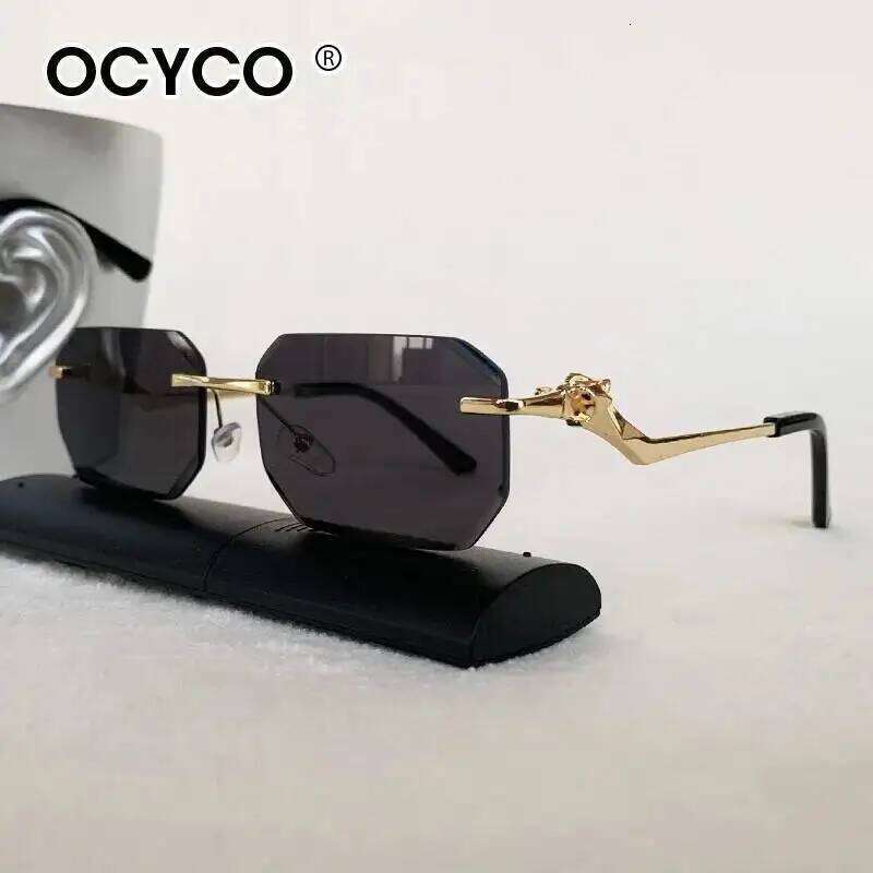 Fashion Square Rimless Sunglasses Men Women Vintage Rectangular Eyewear UV400 Brand Designer Sun Glasses Travel Shades 26Y0626 - view 5