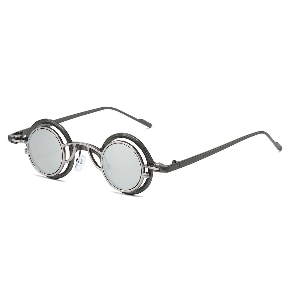 European And American Retro Personality Small Round Frame Metal Fashion Internet Celebrity Same Style Travel Vacation Sun Protection Sunglasses - view 4