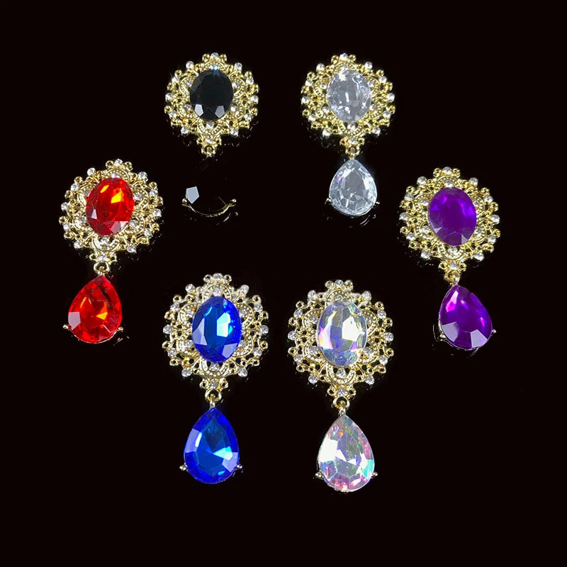 Charm Flower Brooch 10pc 2545MM Crystal Gold Flat Back Wedding Wine Glass Ornament Decoraation Crafts Scrapbooking 260623 - view 5