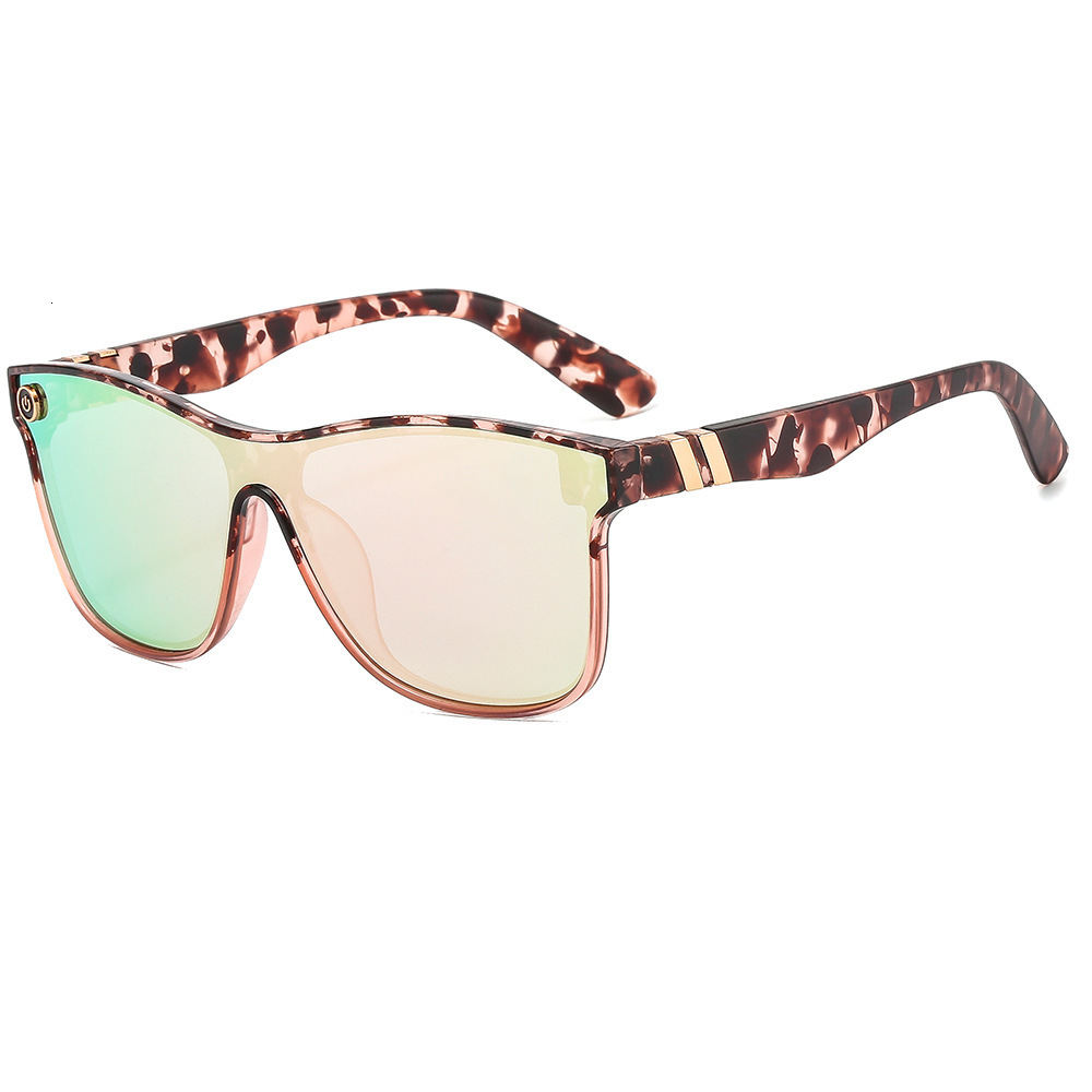 Tortoiseshell Pattern Flat-Top Barbie Pink Sunglasses, Unisex Outdoor Street Style Glasses - view 6