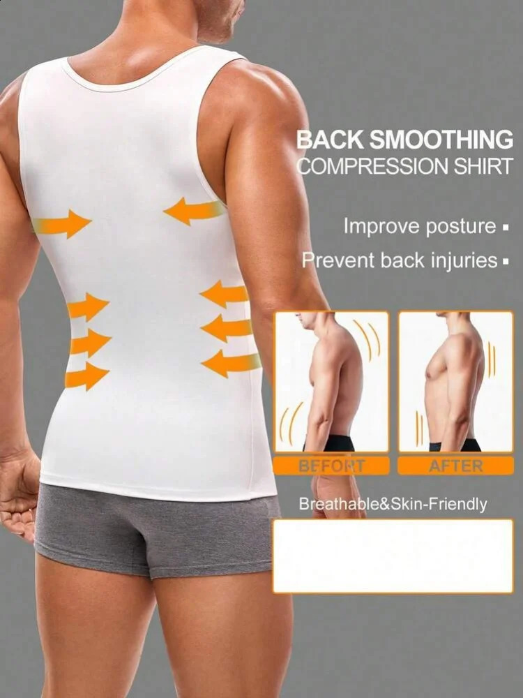 Mens Slimming Compression Shirt Body Shaper Vest Breathable High Elastic Base Layer Tight Fit for Fitness Sport Daily 260625 - view 7