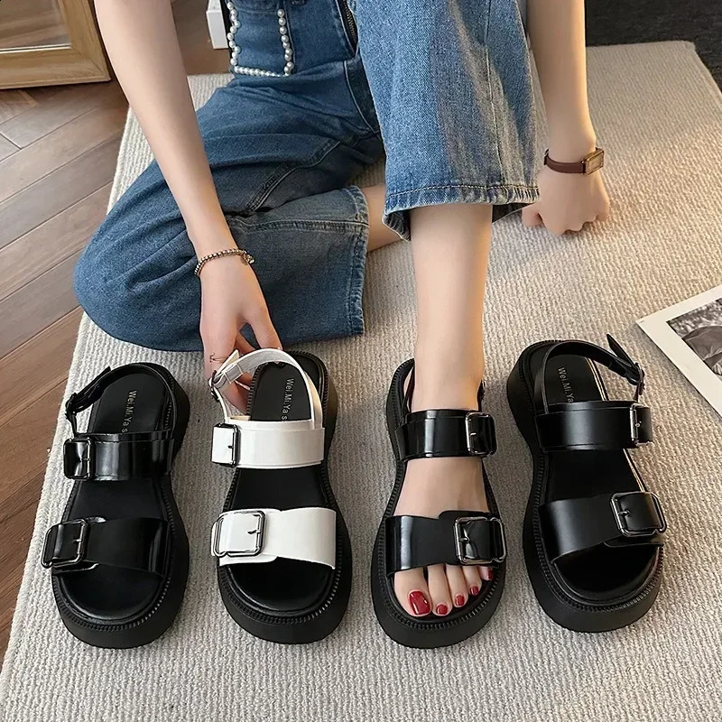 Fashion 2024 Platform Sandal Summer Shoes Buckle Slides Casual Black Sports Flat Sandalias De Mujer 260616 - view 7