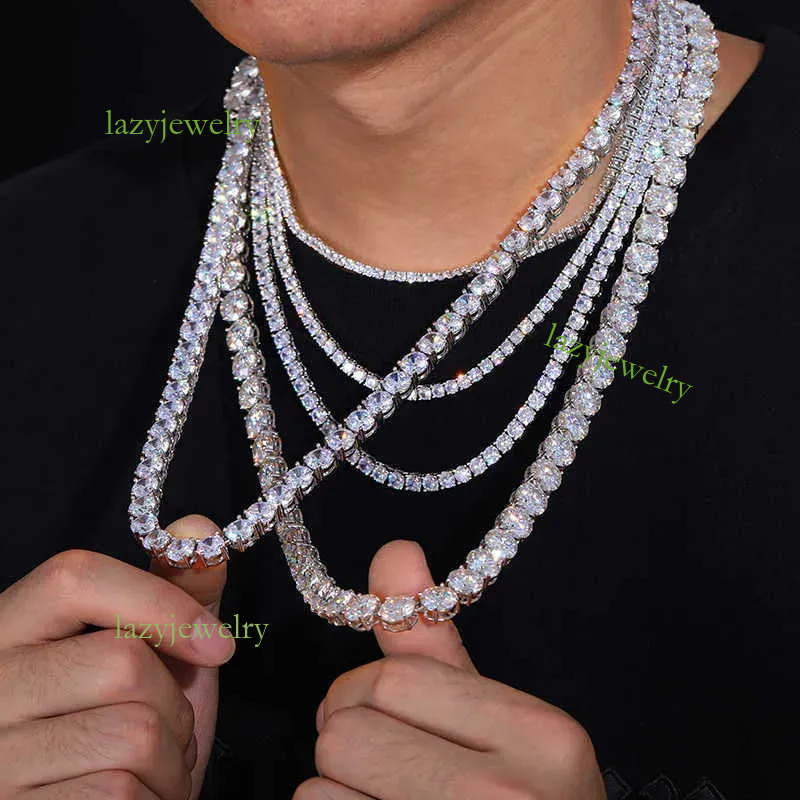 Brilliant VVS Moissanite diamond set tennis necklace high fashion jewelry 6mms925 silver ice crystal chain bracelet - view 4