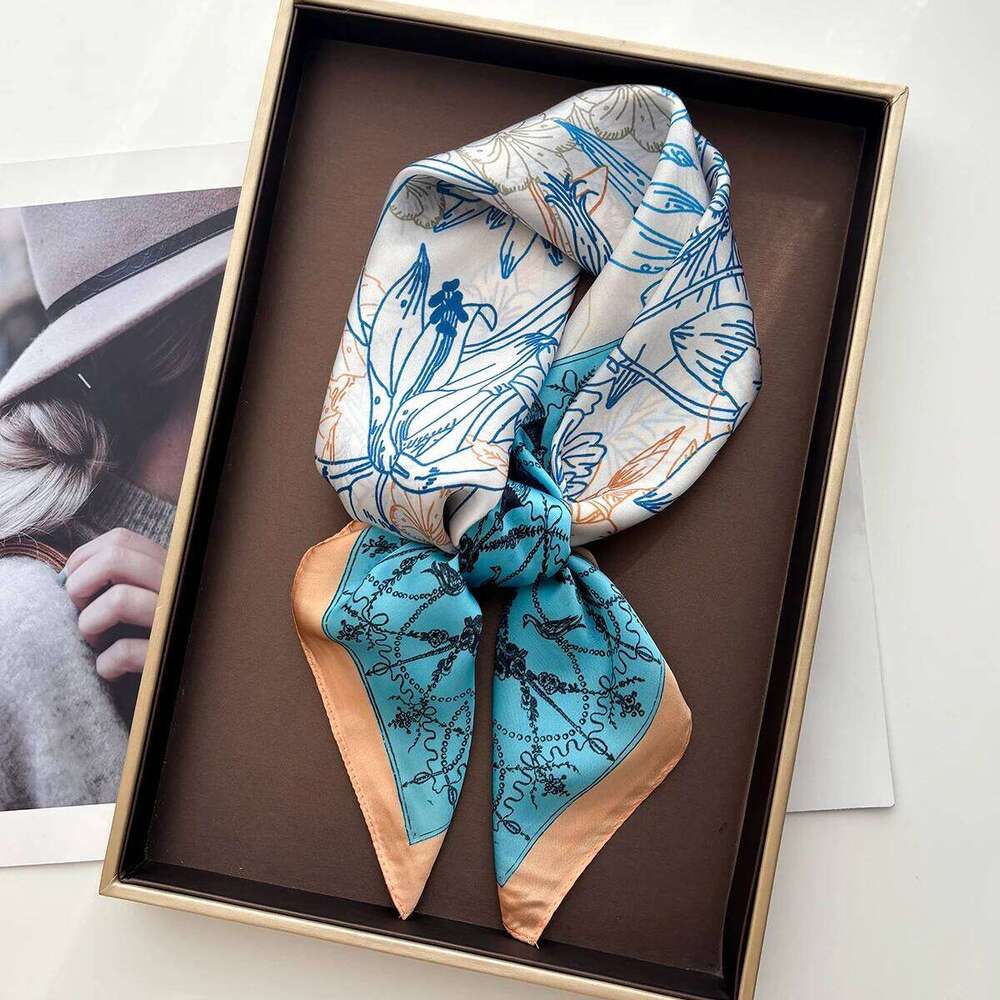 2026 Women Design Square Scarf Silk Imitation Print Neckerchief Bandana Foulard Lady Shawl Scarves Wrap Head Hair Band Ties 26Y06226 - view 7