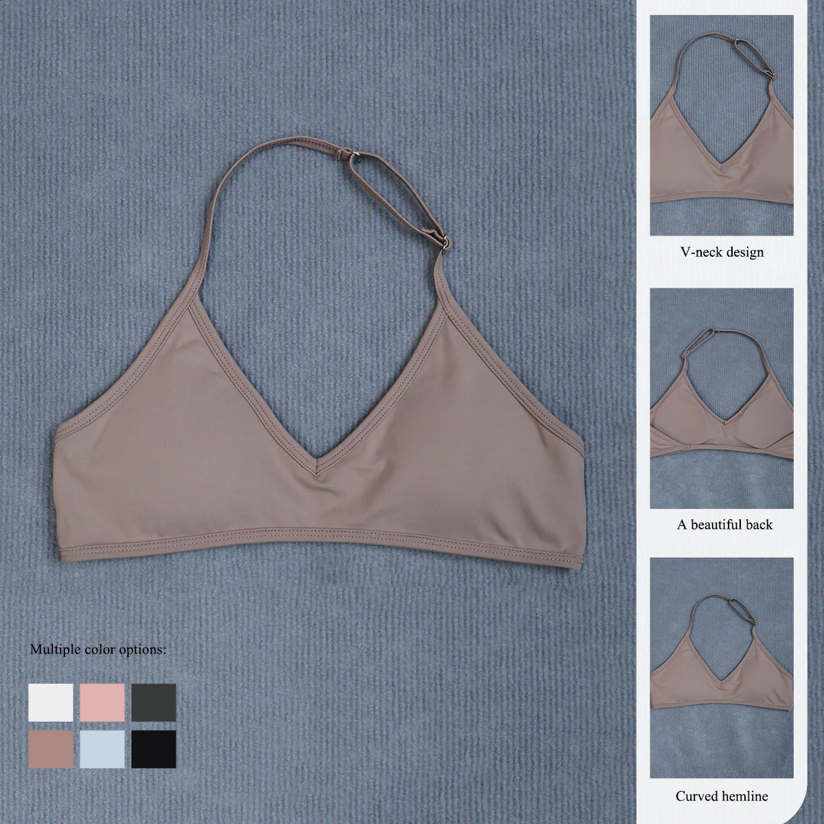 Womens Summer Halter Neck Padded Sports Yoga Bra Shock Absorption Support Backless Crop Top for Outdoor Running And Gym 260626 - view 4