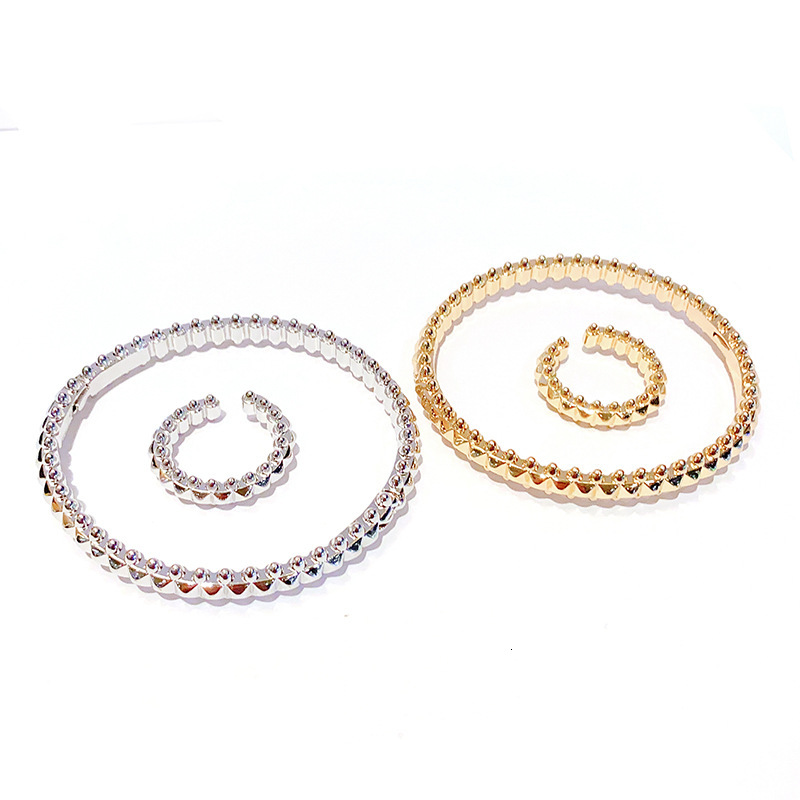 K Gold Rivet Electroplated Copper Material Niche Fashion High-end Design Bracelet - view 6