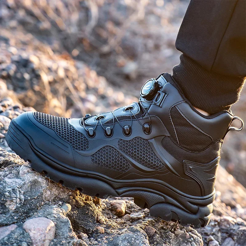 Mens Safety Work Boots Steel Toe Breathable Indestructible PunctureProof Rotary Buckle Shoes Comfortable Footwear 260624 - view 7