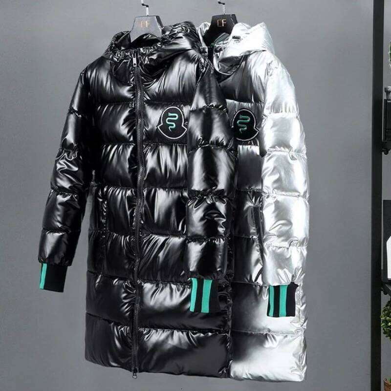 Water Resistant Down Cotton Jacket for Men 2025 New Winter Thickened Glossy Warm Korean Style Trendy Long Coat W260626 - view 5