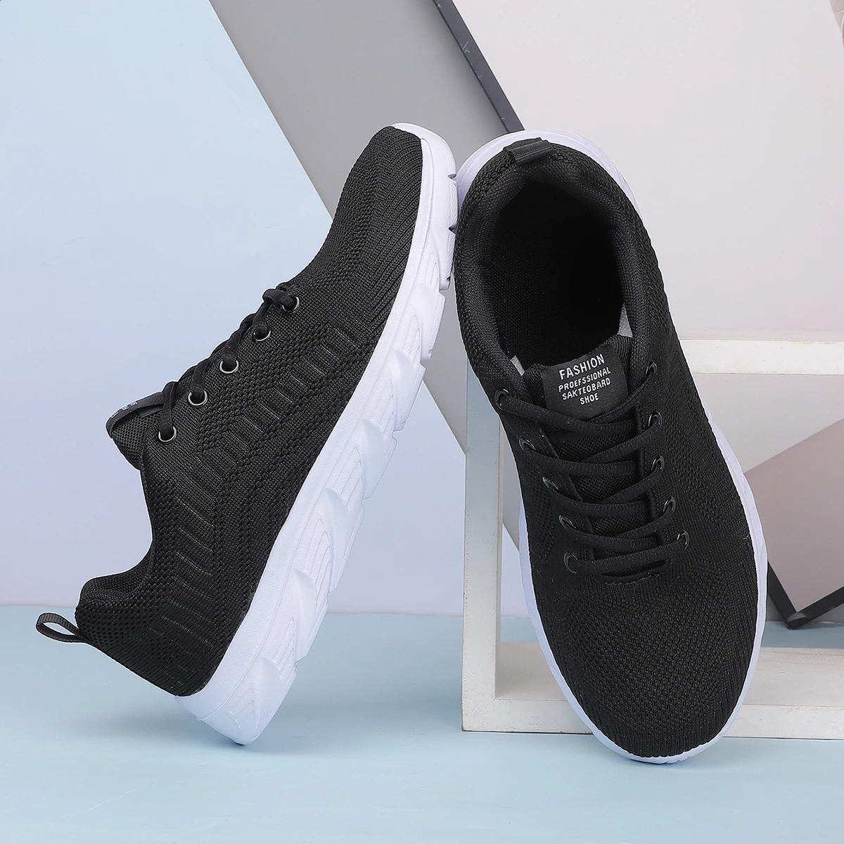 ZERJER Full Black Flying Knit Men Sneakers Breathable Lightweight NonSlip Casual Running Walking Athletic Shoes for Outdoor Da 260626 - view 6