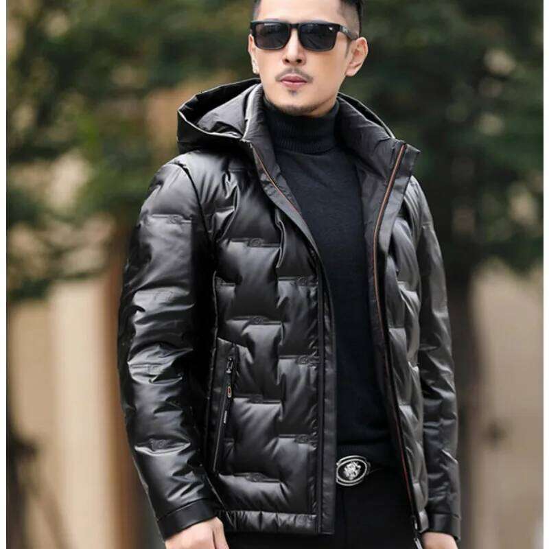 Hooded Down Jacket Men's Winter New Style Trendy for Middle-aged Young People Shiny No-wash Thick Warm and Casual Coat J260626 - view 7