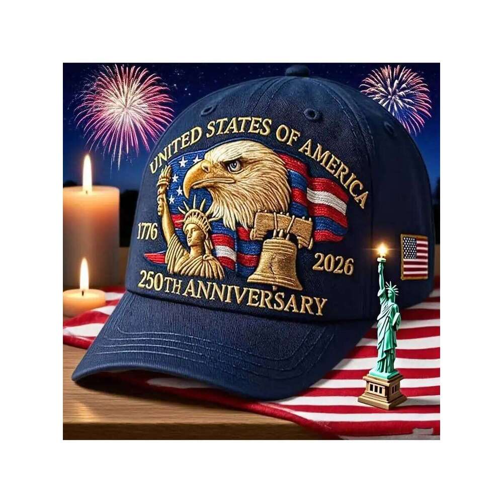250th Anniversary Patriotic Baseball Cap Embroidered Eagle 1776-2026 American Flag Design W260626 - view 6