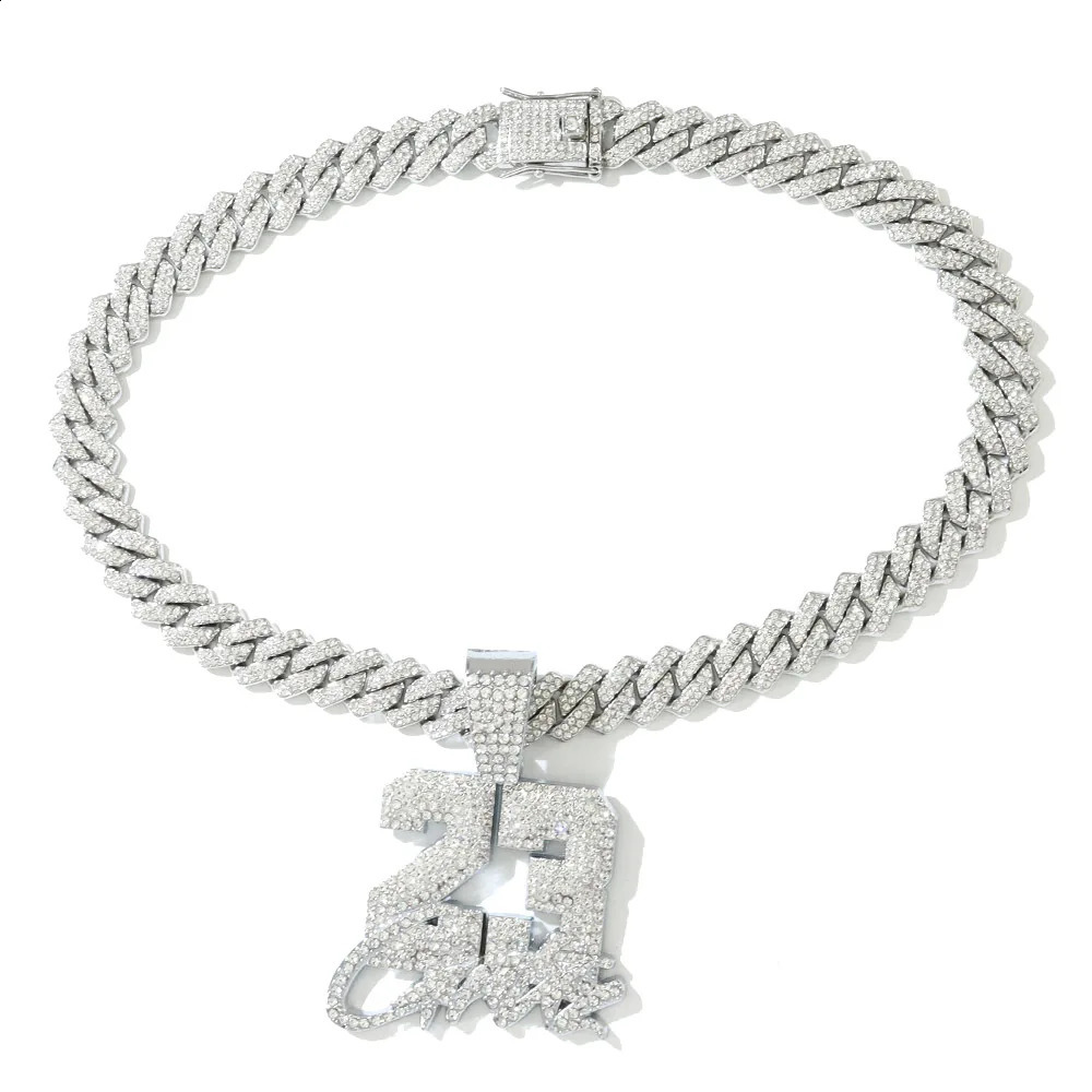 Fashionable Men Hip Hop Number 23 Pendant Necklace With 1m Cuban Chain HipHop Alloy Iced Out Bling Necklaces Charm Jewelry 260615 - view 6