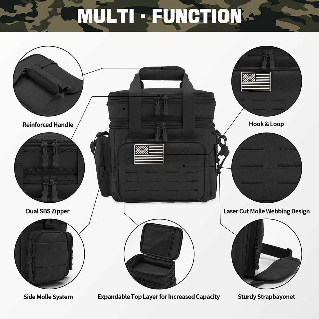 Box Lunch Mens Expandable Tactical 18L Tactical Insulated Cooler BagLeak Proof Insulated Lunch Bag For Work Camping Outdoor M260626 - view 4
