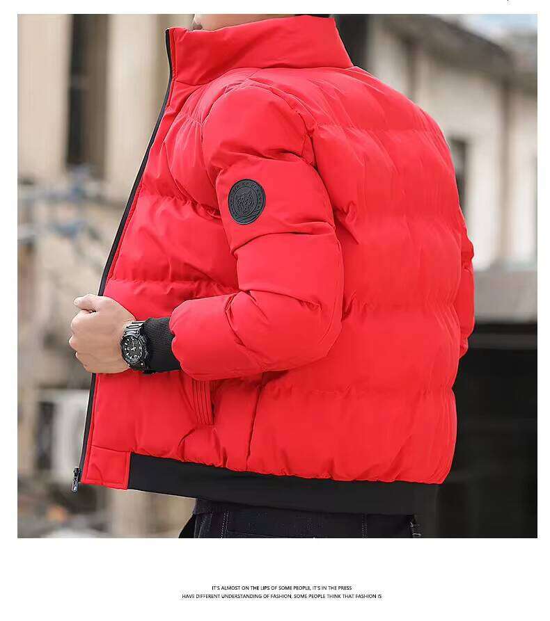 2025 Winter New Solid Color Zipper Down Thick Cotton Jacket Men Trendy Brand Casual Youth Coat Versatile Comfortable Top J260626 - view 4