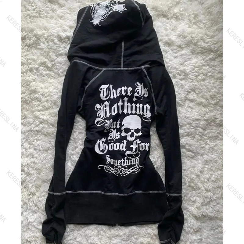 Millennium Y2k Spicy Girls Style Slimming Zipper Hoodie Autumn/Winter Gothic Vintage Fashion Streetwear Versatile Thin Hoodie em 260626