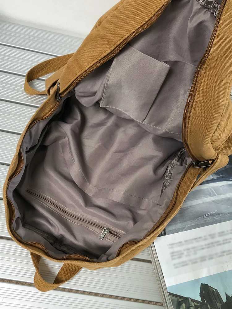 Womens Backpack Girl School Canvas Bag Large Capacity Vintage Backpacks for College Students Casual Female Travel Backpack M260626 - view 7