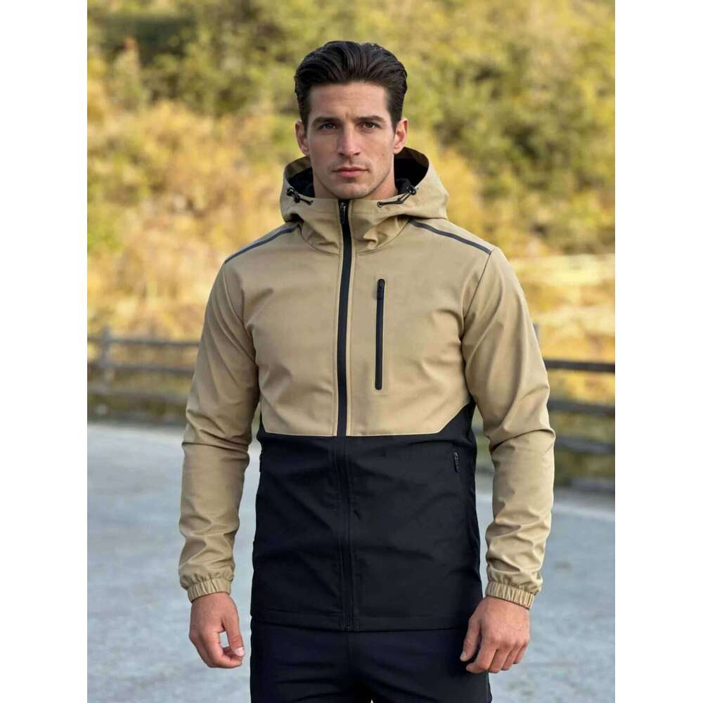 Men's Spring Autumn Winter Long Sleeve Jacket Hooded Patchwork Color Block Outdoor Fleece Lined Coat W260626 - view 4