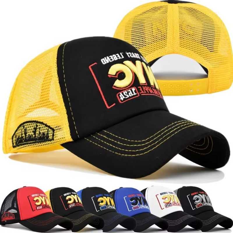 Men New Embroidery Style 3D Women Baseball NYC Mesh Breathable Sunshade SnapPatchwork Couples Travel Sun Visor Hats M260626