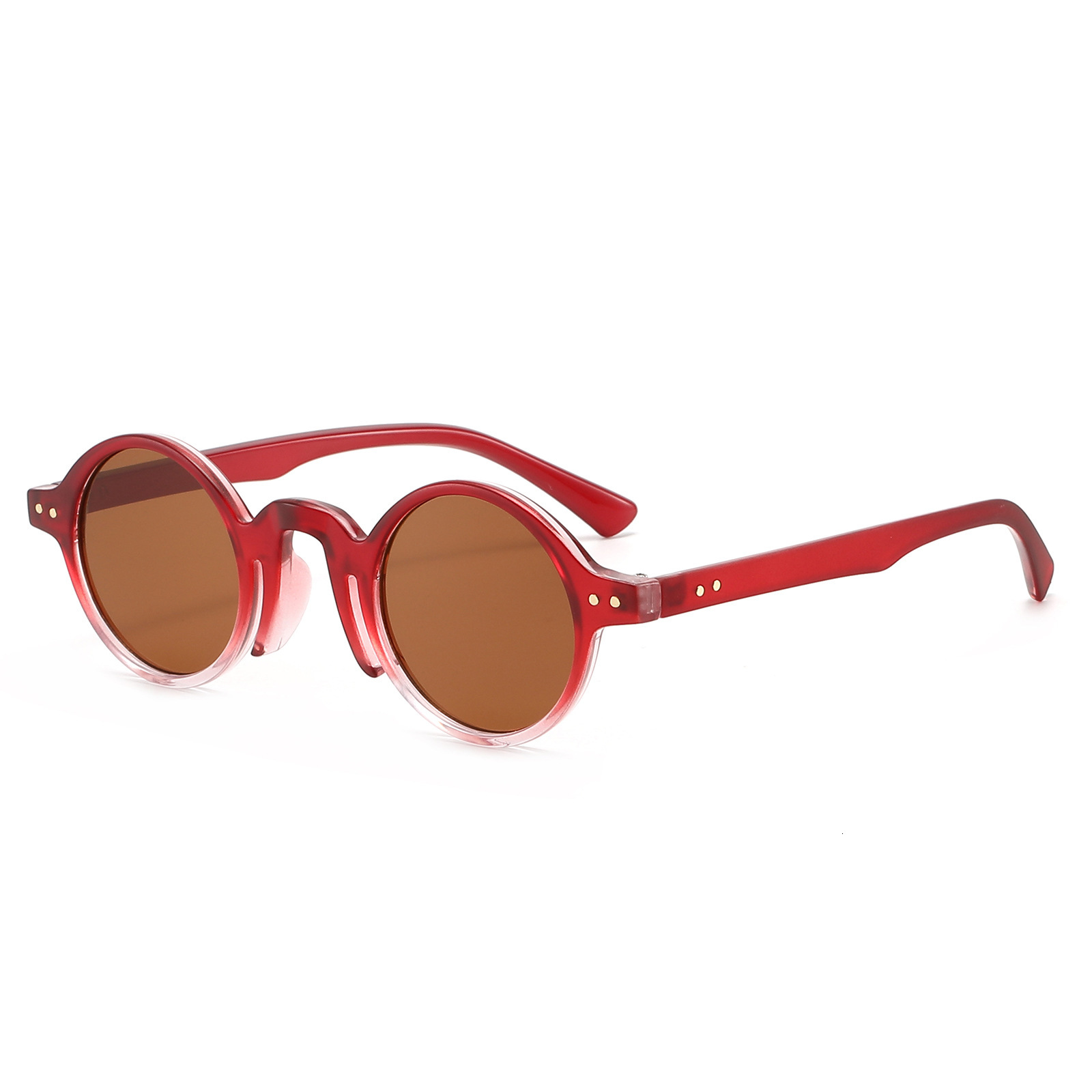 20 New Model: Women's Vintage Fashion Small Round Frame Sunglasses With Rivet Detail, Ocean Lens, High-End Stylish Design - view 3