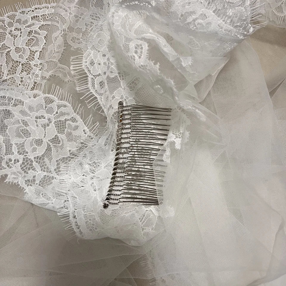 Customized 1 Tier Mantilla Wedding Veil Long Full Lace Edge Cathedral Bridal Veils Wedding Accessories Doda Velo De Novias 260617 - view 7