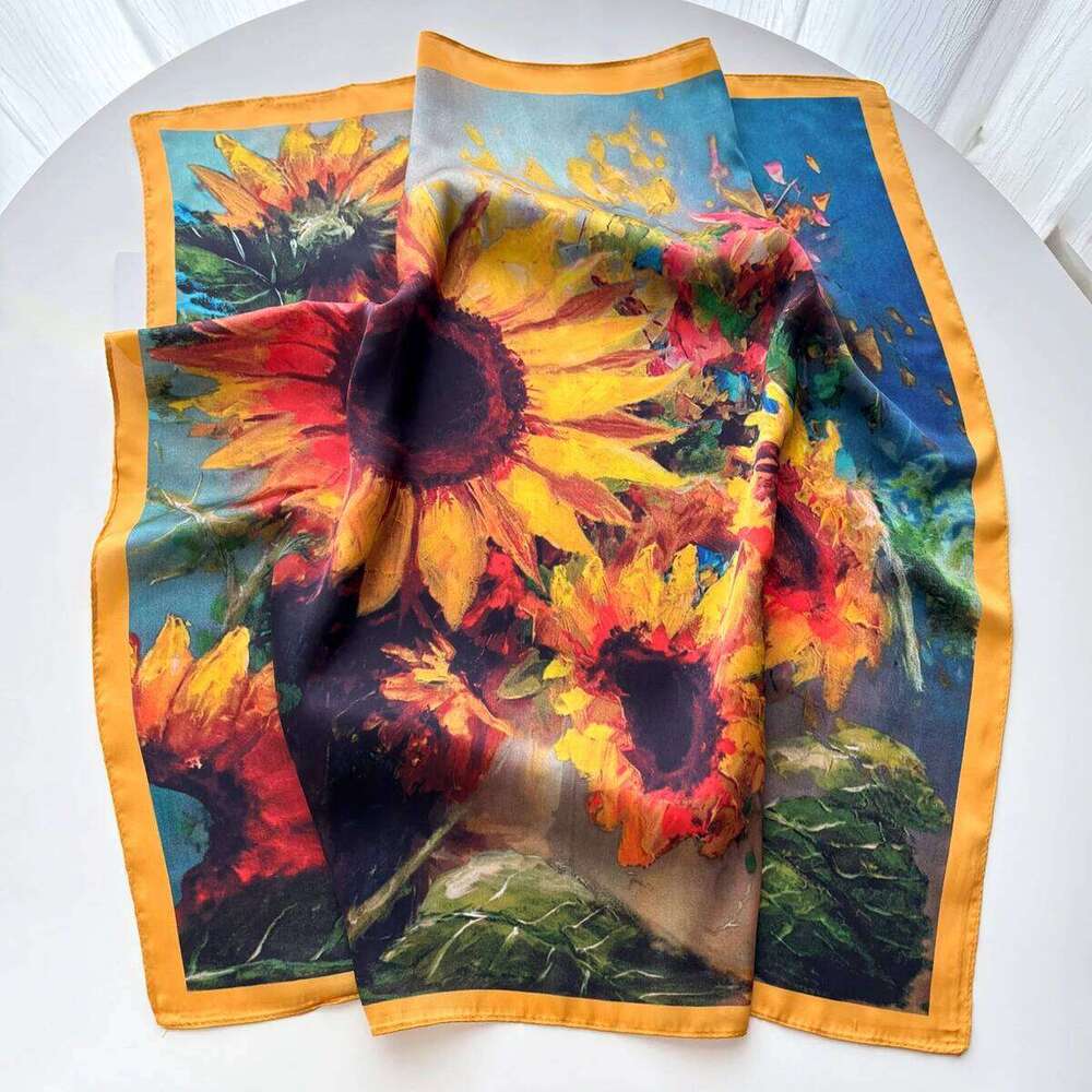 Summer Scarf Women Oil Pattern Silk Imitation Scarves Square Hairbands Foulard Female Bandana Neck Kerchief Headbands 26Y06226 - view 7