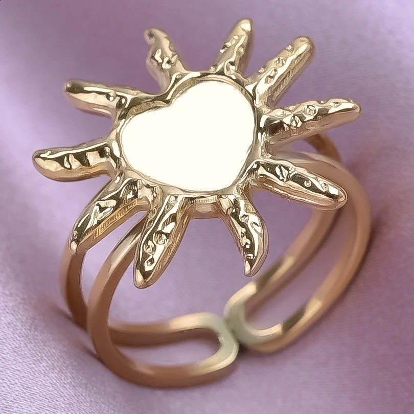 5pcs Retro Stainless Steel Gold Plated Ring Irregular Geometry Bow Ellipse Water Droplet Rings Diy Stone Drill Jewelry No Fading 260625 - view 7