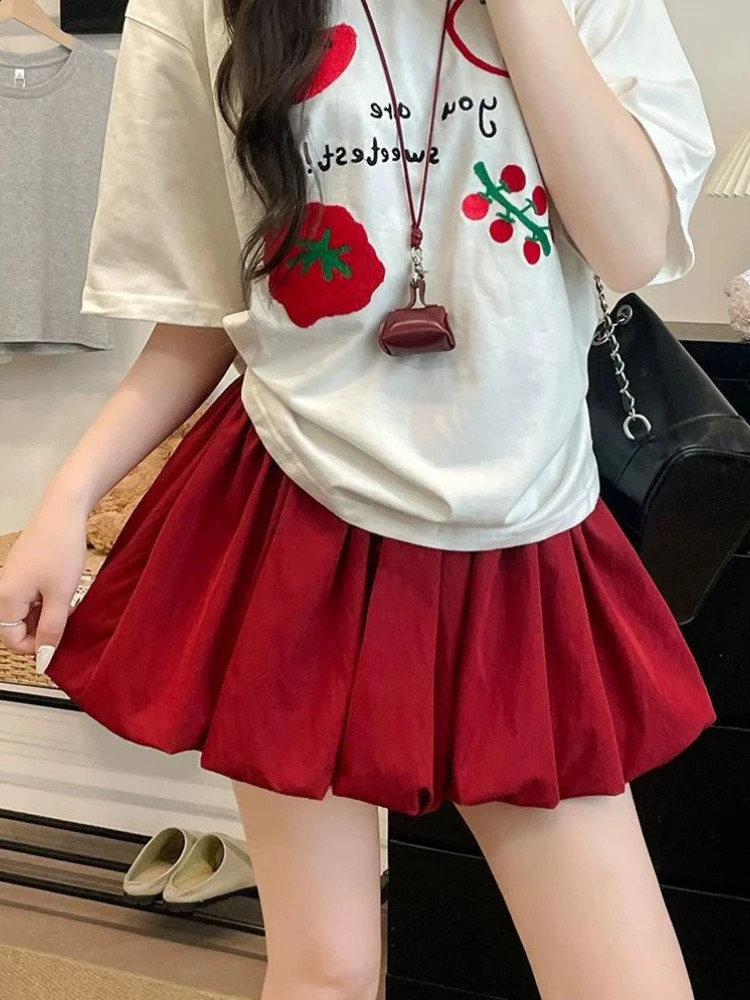 Red Petal Hem Bloom Skirt Women Summer Lightweight High Waist Flattering Fit AntiSlip Lining Petite ALine Mini Flowy 260626 - view 3