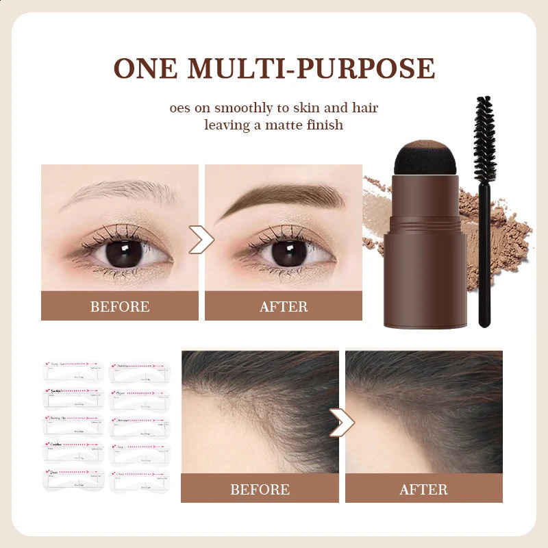 Eyebrow Definer Powder Stamp Makeup With 10 Reusable Stencils Long Lasting Hairline Shadow Powder Hair Chalk Hair Fluffy Powder 260626 - view 6