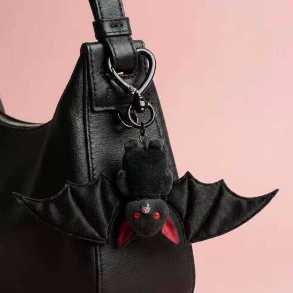 Plush Black Keychain Transformable Key Ring Pendant Backpack Bag Purse Charm Halloween Gift Gothic Bat Keyring 26Y0626 - view 5