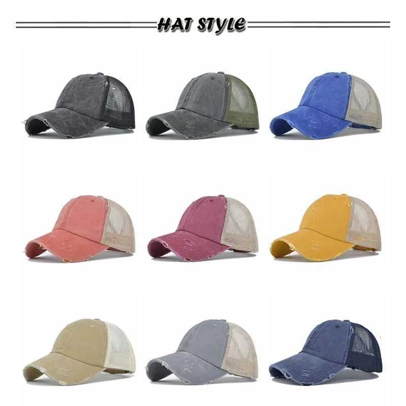 Baseball Washed Cotton Mesh Breathable Made Old Ripped Light Board Caps Men and Women Tide Spring and Summer Vintage Hat M260626 - view 3