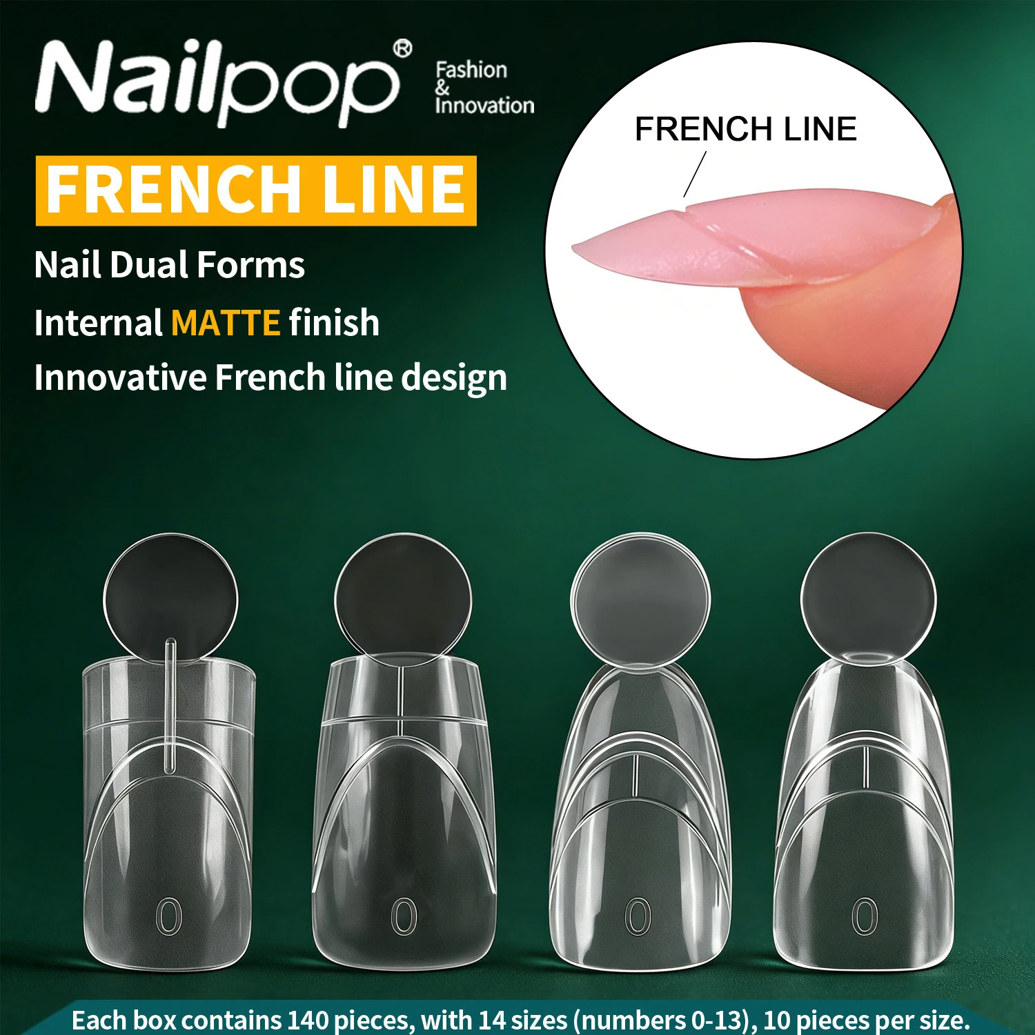Nailpop Innovative French Line Nail Dual Form Easy French Tip Extension Mold Matte Inner Reusable 140PCS 14 Sizes Gel Builder 260626 - view 1