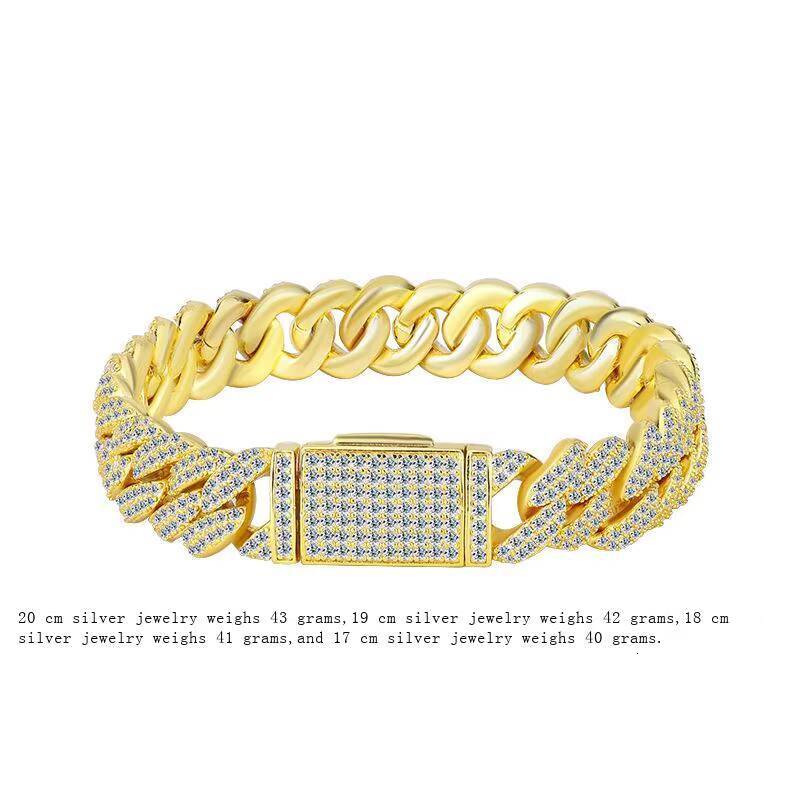 Hot Sale Moissanite Cuban Bracelet Iced Out 925 Sterling Silver Miami Cuban Link Bracelet for Women Cuban Chain Bracelet for Men - view 3