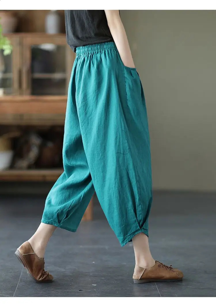 Womens Solid Color Retro Elastic Waist Pants Office Lady Fashion Arrival Trendy Comfortable 260625 - view 5
